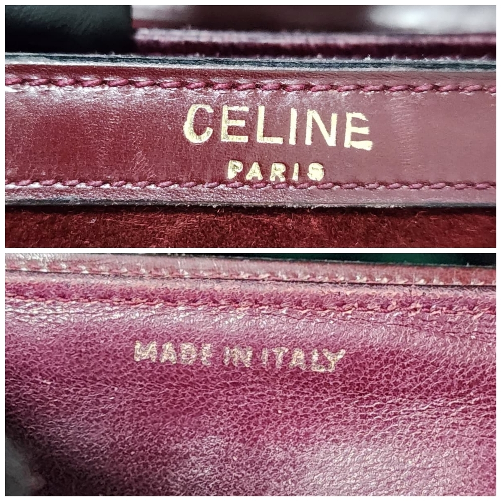 CELINE VINTAGE SULKY SUEDE CARRIAGE SHOULDER BAG BURGUNDY - Picture 4 of 15